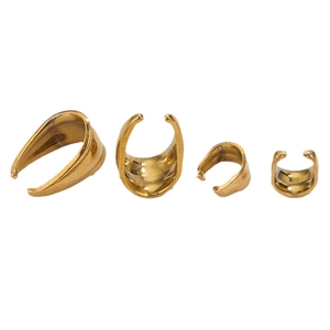 Polished gold stainless steel pinch bails in four sizes for DIY jewelry making