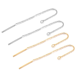 Minimalist Stainless Steel Threader Earrings For Women Long O-Chain Gold Silver Plated Jewelry Making DIY Findings Earrings