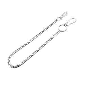 Polished 45cm stainless steel hip hop trousers chain with lobster clasp and snap hook