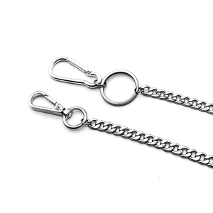 45cm silver stainless steel hip hop wallet chain with lobster clasp and round ring for pants