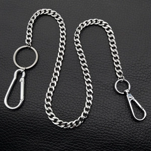 Men's 45cm stainless steel curb chain hip hop trouser chain with large spring carabiner