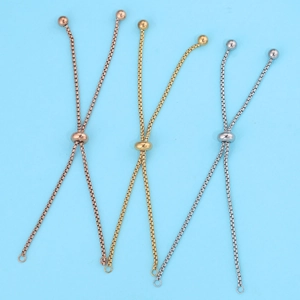 Cadena de Pulsera Bolo DIY de Acero Inoxidable para Mujer Cadena de Caja Minimalista Cierre Deslizante Ajustable Joyería