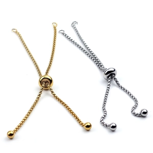 Pulseras bolo ajustables de acero inoxidable con cadena de caja en oro y plata