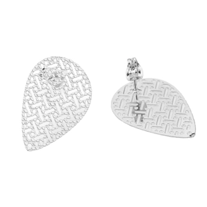 Paire de boucles d'oreilles goutte en acier inoxydable argenté avec texture maille