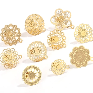 Boho Edelstahl Hohl Blume Ohrstecker Für DIY Schmuckherstellung Erkenntnisse Ethno Mandala Ohrring Basen Zubehör