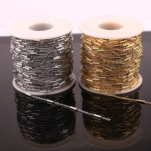 DIY jewelry making supplies with gold and silver beaded cylinder tube chains on spools