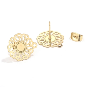 Goldene hohle Blumen-Ohrstecker aus Edelstahl im Boho-Stil mit praktischen Aufhängeschlaufen
