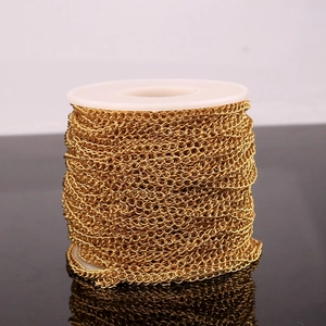 Polished gold stainless steel O-chain roll for DIY jewelry making accessories