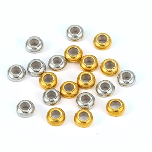 Perle distanziatrici in acciaio inossidabile lucido oro e argento per gioielli DIY