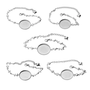 Base de Bracelet avec Serti Rond de 20mm en Acier Inoxydable Accessoires de Bijoux DIY pour Création de Cabochon Bracelet Artisanal
