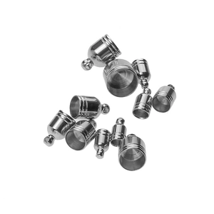 Assorted silver stainless steel end caps with ring connectors for DIY jewelry making