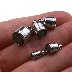 Polished stainless steel cord ends with textured rings for DIY jewelry making
