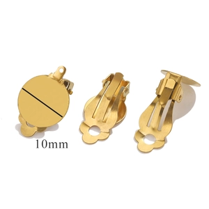 10mm gold plated round clip-on earring converters for DIY jewelry making