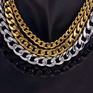 Collana Maglia Cubana in Acciaio Inossidabile per Uomo Donna Hip Hop Punk Oro Nero Argento Gioielli per Festa Quotidiano
