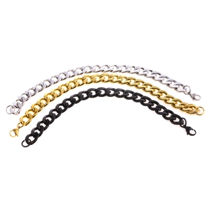 Three-piece Cuban link chain bracelet set in silver, gold and black stainless steel