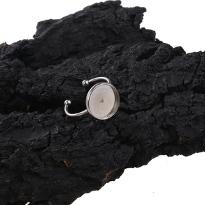 Support de bague réglable 12mm en acier inoxydable avec socle rond argenté