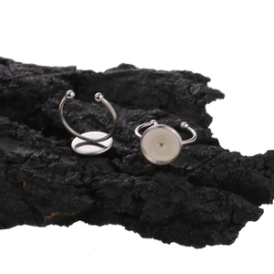 Bagues ajustables 12mm en acier inoxydable argenté avec support rond pour cabochon DIY