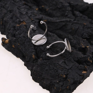 Support de bague réglable 12mm en acier inoxydable avec plateau rond pour bijoux DIY