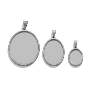 Dreiteiliges Edelstahl-Anhänger-Tablett-Set für DIY-Schmuck mit Klemmschließe