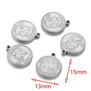 Silver stainless steel coin pendants with Washington profile and eagle engraving