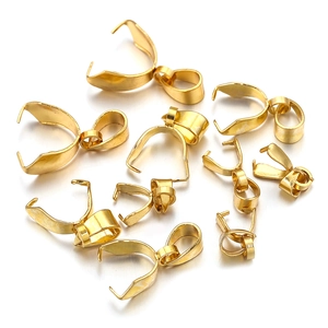 Golden stainless steel pinch bails for DIY jewelry making pendants and necklaces