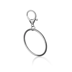 Silver metal pants chain with heavy duty lobster clasp and large ring on white background