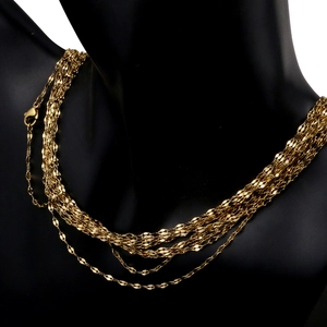Elegante meerlaagse gouden roestvrijstalen lippenketting halsketting voor dames display