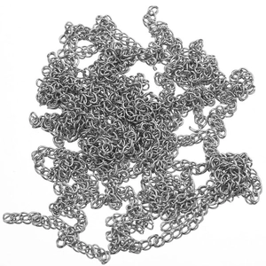 Pile of 5cm stainless steel extender chains for DIY jewelry making and bracelet adjustment