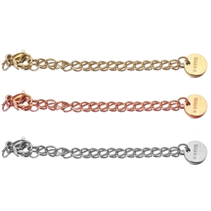 5cm stainless steel extender chains in gold, rose gold, and silver with lobster clasps