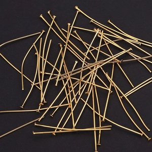 Set di 50 spilli a testa piatta in acciaio inossidabile placcato oro 18K per gioielli