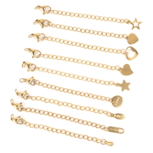Stainless Steel Extension Chain With Lobster Clasp DIY Jewelry Extender Tail Chain For Necklaces Bracelets Heart Star Charms