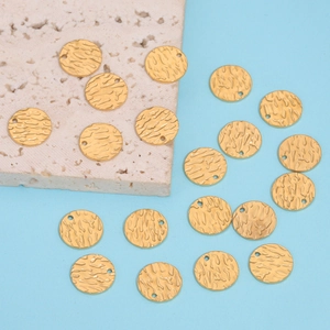 Stainless Steel Hammered Texture Round Disc Pendants Single Hole Metal Charms For DIY Necklace Bracelet Making Accessories