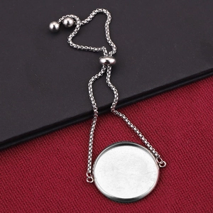 Bracciale fai-da-te regolabile in acciaio inossidabile argento con base cabochon tonda