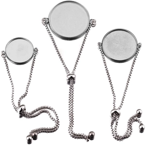 Bracciale Regolabile in Acciaio Inossidabile Base per Cabochon Cornice Vuota Catena Bolo a Coulisse per Creazione Gioielli