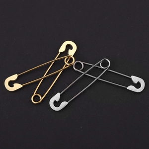Minimalist stainless steel safety pin brooches in gold and silver finish set of four