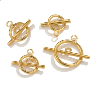 Lot de quatre fermoirs OT en acier inoxydable doré poli pour la création de bijoux DIY