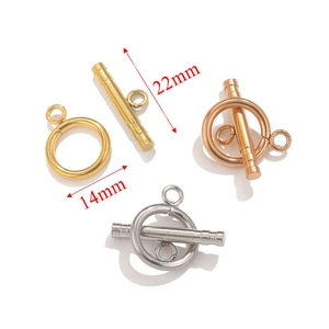 Fermoirs toggle 22mm barre T et 14mm anneau O en or, or rose et argent poli