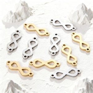 Polished stainless steel infinity connector charms in gold and silver for DIY jewelry