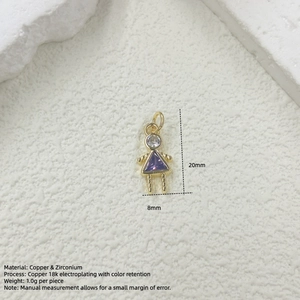Exquisite 18K gold plated girl pendant with purple triangle zircon for DIY jewelry