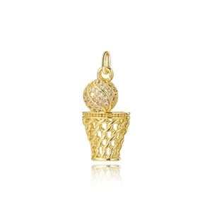 Goldener Basketball Anhänger mit glitzernden Zirkonia Steinen für DIY Halsketten
