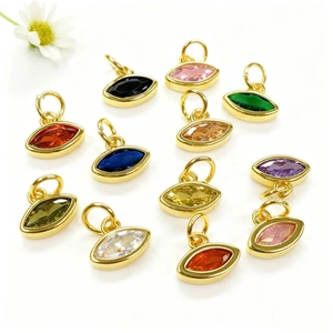 Ciondolo Occhio in Zirconia Colorata Marquise Placcato Oro 18k Ottone per DIY Collana Orecchini Accessori per Gioielli