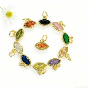 Pendenti con gemme marquise colorate e base dorata per creazione di gioielli fai-da-te