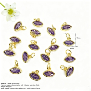 Ciondolo a occhio in zircone viola marquise placcato oro 18k per gioielli DIY