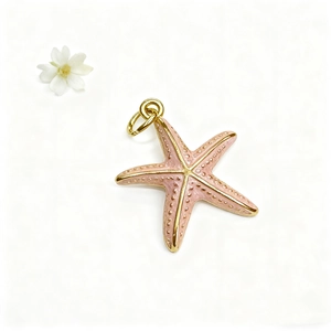 Pendentif étoile de mer rose en alliage doré et émail pour la création de bijoux DIY