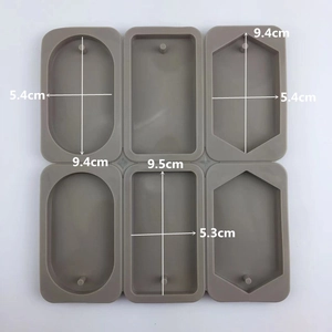 Grey 6-cavity silicone mold for DIY soap and plaster with oval and rectangle shapes