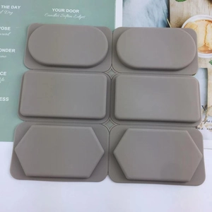 6-cavity silicone mold with oval, rectangle and hexagon shapes for DIY scented wax and soap