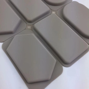 Grey silicone wax melt mold with 6 geometric shapes for DIY handmade soap and plaster