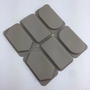 Grey 6-cavity silicone mold with geometric shapes for DIY soap and wax crafts
