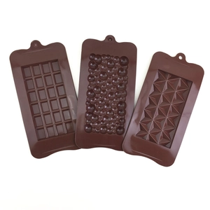 Brown silicone waffle and geometric bubble chocolate mold set with 3 distinct textures