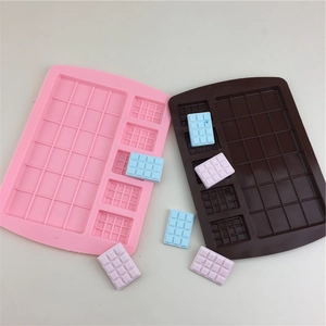 Pink and brown silicone waffle chocolate molds for DIY baking and handmade candle crafts